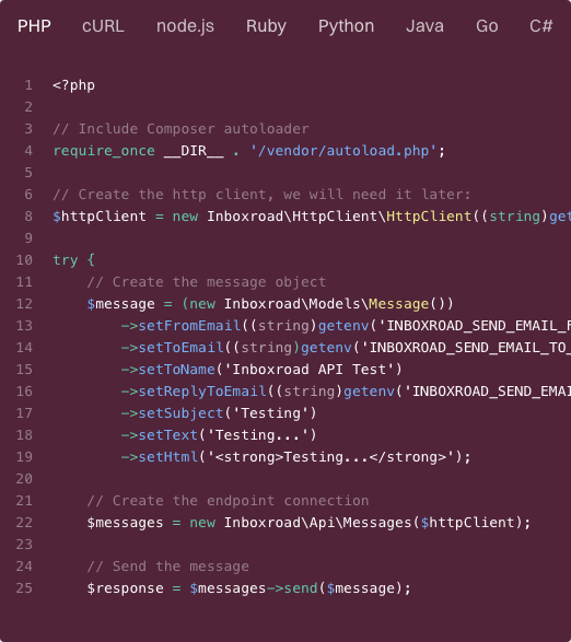 API code block