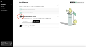 Inboxroad onboarding dashboard, step 3: add sending domain